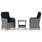 vidaXL Set muebles jardín 3 pzas ratán sintético gris claro y cojines vidaXL Set muebles jardín 3 pzas ratán sintético gris claro y cojines