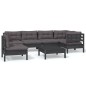 vidaXL Muebles de jardín 7 pzas con cojines negro madera de pino vidaXL Muebles de jardín 7 pzas con cojines negro madera de pino