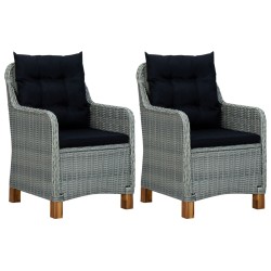 vidaXL Set muebles jardín 3 pzas ratán sintético gris claro y cojines