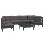 vidaXL Muebles de jardín 7 pzas con cojines negro madera de pino vidaXL Muebles de jardín 7 pzas con cojines negro madera de pino