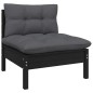 vidaXL Muebles de jardín 7 pzas con cojines negro madera de pino vidaXL Muebles de jardín 7 pzas con cojines negro madera de pino