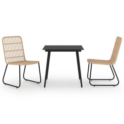 vidaXL Juego de comedor para jardín 3 piezas ratán sintético y vidrio