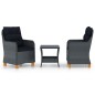 vidaXL Set muebles jardín 3 pzas ratán sintético gris oscuro y cojines vidaXL Set muebles jardín 3 pzas ratán sintético gris oscuro y cojines