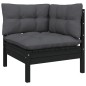 vidaXL Muebles de jardín 7 pzas con cojines negro madera de pino vidaXL Muebles de jardín 7 pzas con cojines negro madera de pino
