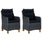 vidaXL Set muebles jardín 3 pzas ratán sintético gris oscuro y cojines vidaXL Set muebles jardín 3 pzas ratán sintético gris oscuro y cojines
