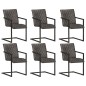 vidaXL Sillas de comedor voladizas 6 uds cuero auténtico gris