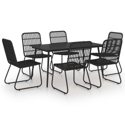 vidaXL Juego de comedor para jardín 7 piezas ratán sintético y vidrio