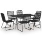 vidaXL Juego de comedor para jardín 7 piezas ratán sintético y vidrio