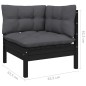 vidaXL Muebles de jardín 7 pzas con cojines negro madera de pino vidaXL Muebles de jardín 7 pzas con cojines negro madera de pino