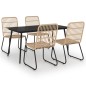 vidaXL Juego de comedor para jardín 5 piezas ratán sintético y vidrio