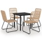 vidaXL Juego de comedor para jardín 5 piezas ratán sintético y vidrio vidaXL Juego de comedor para jardín 5 piezas ratán sintético y vidrio