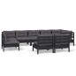 vidaXL Muebles de jardín 9 pzas y cojines negro madera maciza de pino vidaXL Muebles de jardín 9 pzas y cojines negro madera maciza de pino