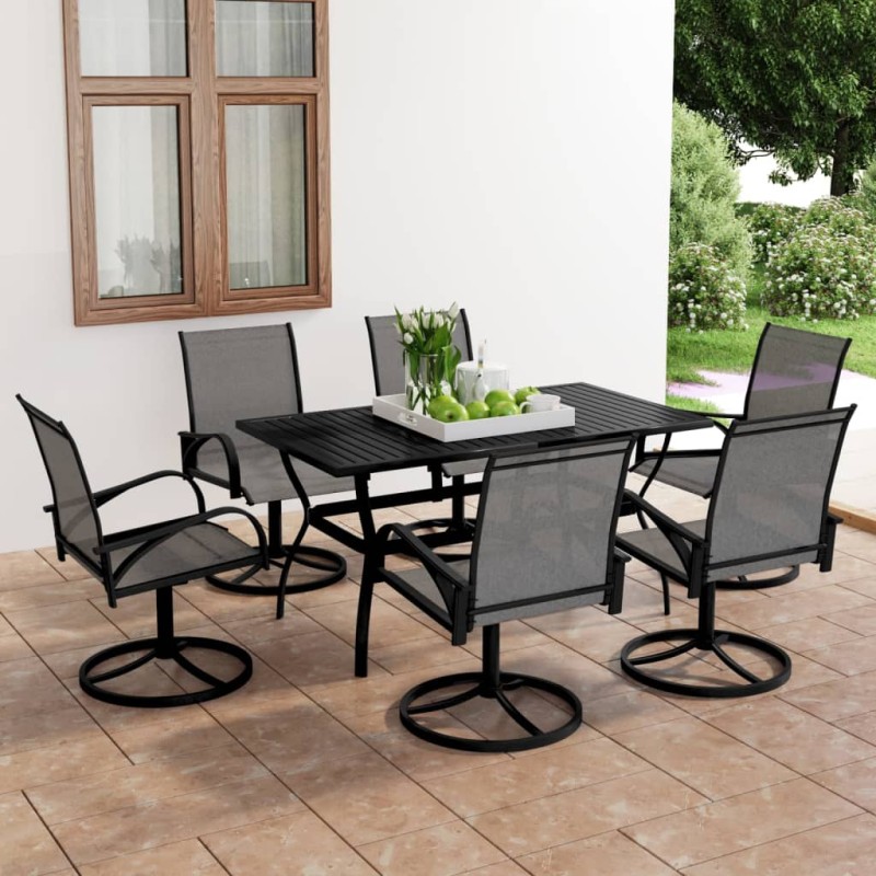 vidaXL Juego de comedor de jardín 7 piezas textilene y acero vidaXL Juego de comedor de jardín 7 piezas textilene y acero