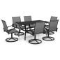 vidaXL Juego de comedor de jardín 7 piezas textilene y acero vidaXL Juego de comedor de jardín 7 piezas textilene y acero