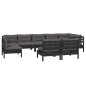vidaXL Muebles de jardín 9 pzas y cojines negro madera maciza de pino vidaXL Muebles de jardín 9 pzas y cojines negro madera maciza de pino