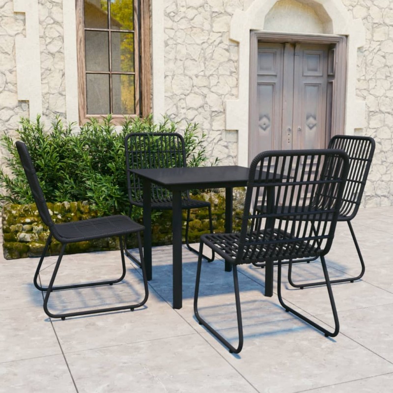 vidaXL Juego de comedor para jardín 5 piezas ratán sintético y vidrio vidaXL Juego de comedor para jardín 5 piezas ratán sintético y vidrio
