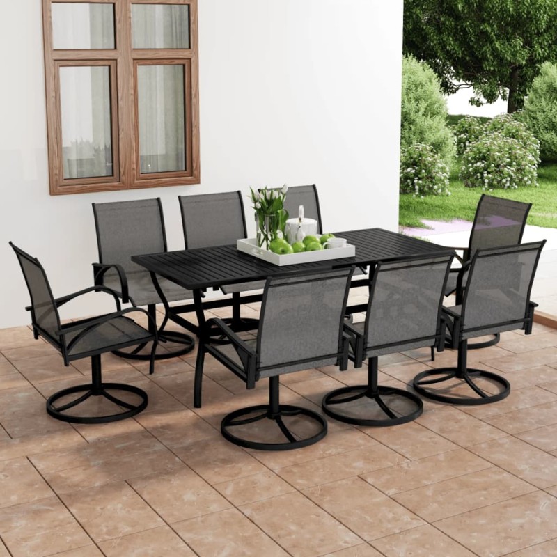 vidaXL Juego de comedor de jardín 9 piezas textilene y acero vidaXL Juego de comedor de jardín 9 piezas textilene y acero