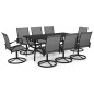 vidaXL Juego de comedor de jardín 9 piezas textilene y acero vidaXL Juego de comedor de jardín 9 piezas textilene y acero