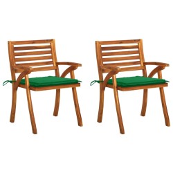 vidaXL Sillas de comedor jardín con cojines 2 uds madera maciza acacia