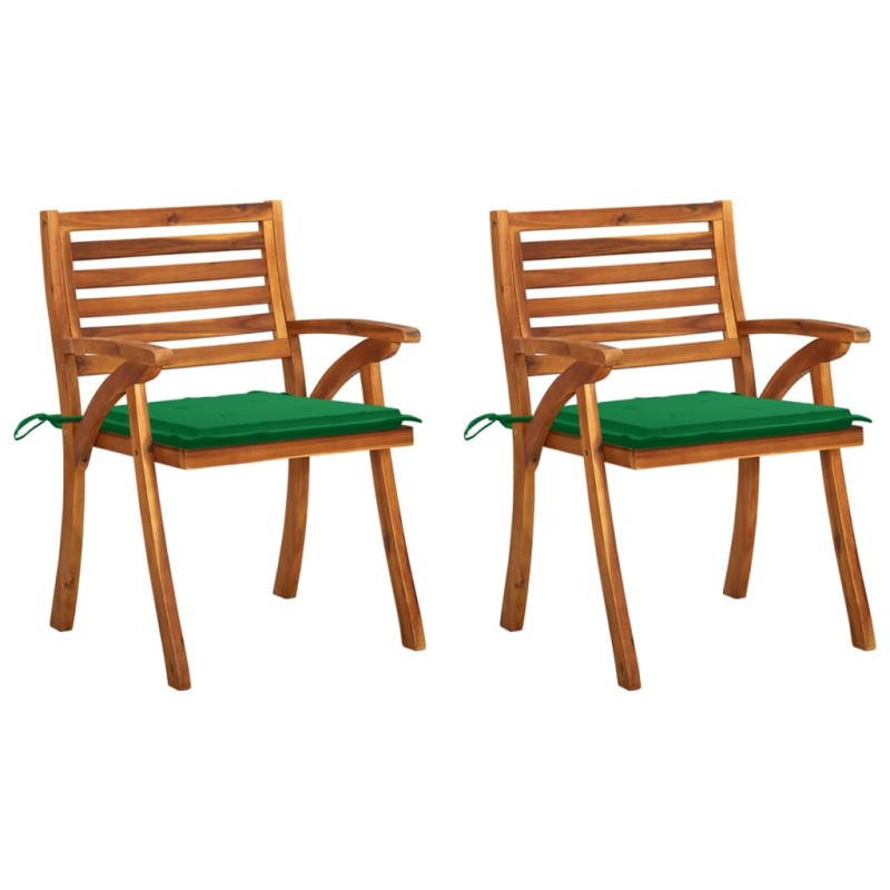 vidaXL Sillas de comedor jardín con cojines 2 uds madera maciza acacia vidaXL Sillas de comedor jardín con cojines 2 uds madera maciza acacia