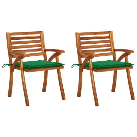 vidaXL Sillas de comedor jardín con cojines 2 uds madera maciza acacia