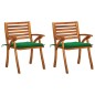 vidaXL Sillas de comedor jardín con cojines 2 uds madera maciza acacia vidaXL Sillas de comedor jardín con cojines 2 uds madera maciza acacia