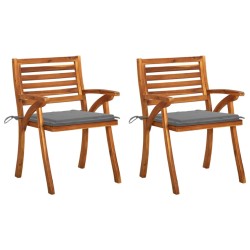 vidaXL Sillas de comedor jardín con cojines 2 uds madera maciza acacia