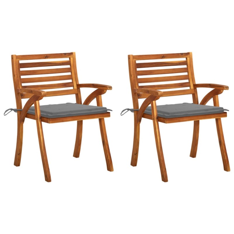 vidaXL Sillas de comedor jardín con cojines 2 uds madera maciza acacia vidaXL Sillas de comedor jardín con cojines 2 uds madera maciza acacia
