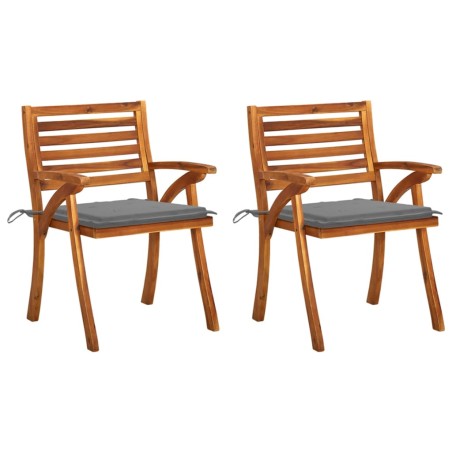 vidaXL Sillas de comedor jardín con cojines 2 uds madera maciza acacia