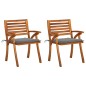 vidaXL Sillas de comedor jardín con cojines 2 uds madera maciza acacia vidaXL Sillas de comedor jardín con cojines 2 uds madera maciza acacia