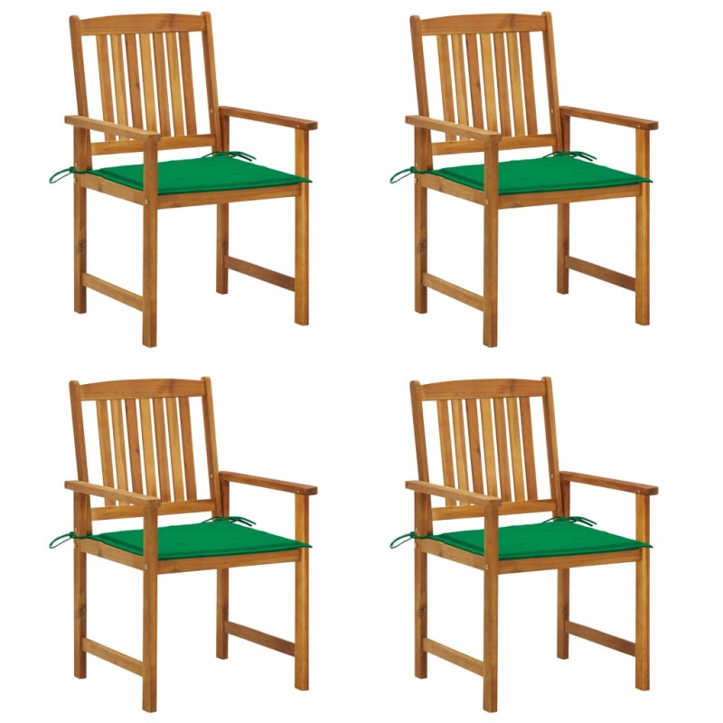 vidaXL Sillas de jardín con cojines 4 unidades madera maciza de acacia vidaXL Sillas de jardín con cojines 4 unidades madera maciza de acacia