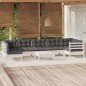 vidaXL Muebles de jardín 8 pzas con cojines blanco madera de pino