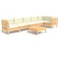 vidaXL Muebles de jardín 7 piezas cojines madera de pino color crema