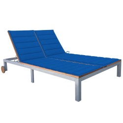 vidaXL Tumbona 2 personas con cojín madera maciza de acacia y acero