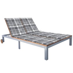 vidaXL Tumbona 2 personas con cojín madera maciza de acacia y acero
