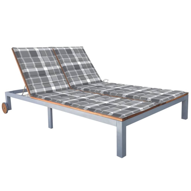 vidaXL Tumbona 2 personas con cojín madera maciza de acacia y acero vidaXL Tumbona 2 personas con cojín madera maciza de acacia y acero