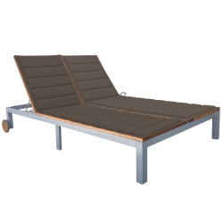 vidaXL Tumbona 2 personas con cojín madera maciza de acacia y acero