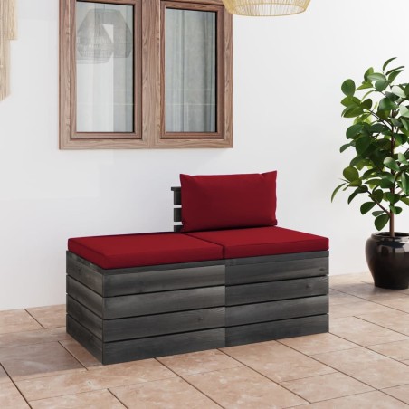 vidaXL Muebles de jardín de palets 2 piezas cojines madera maciza pino