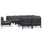 vidaXL Muebles de jardín 9 pzas con cojines negro madera maciza pino