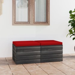 vidaXL Otomanas de palets de jardín 2 pzas cojines madera maciza pino
