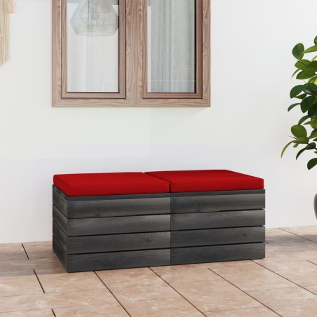 vidaXL Otomanas de palets de jardín 2 pzas cojines madera maciza pino