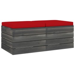 vidaXL Otomanas de palets de jardín 2 pzas cojines madera maciza pino