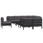 vidaXL Muebles de jardín 9 pzas con cojines negro madera maciza pino
