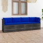 vidaXL Sofá de palets de jardín 4 plazas y cojines madera maciza pino vidaXL Sofá de palets de jardín 4 plazas y cojines madera maciza pino