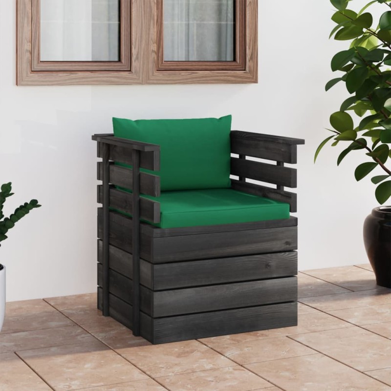vidaXL Sillón de jardín con cojines madera de pino vidaXL Sillón de jardín con cojines madera de pino