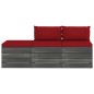 vidaXL Muebles de jardín de palets 3 piezas cojines madera maciza pino vidaXL Muebles de jardín de palets 3 piezas cojines madera maciza pino
