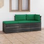 vidaXL Muebles de jardín de palets 3 piezas cojines madera maciza pino vidaXL Muebles de jardín de palets 3 piezas cojines madera maciza pino