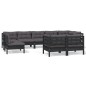 vidaXL Muebles de jardín 9 pzas y cojines negro madera maciza de pino vidaXL Muebles de jardín 9 pzas y cojines negro madera maciza de pino