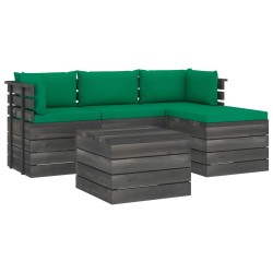 vidaXL Muebles de palés de jardín 5 piezas cojines madera maciza pino