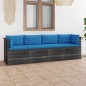 vidaXL Sofá de palets de jardín 4 plazas y cojines madera maciza pino vidaXL Sofá de palets de jardín 4 plazas y cojines madera maciza pino